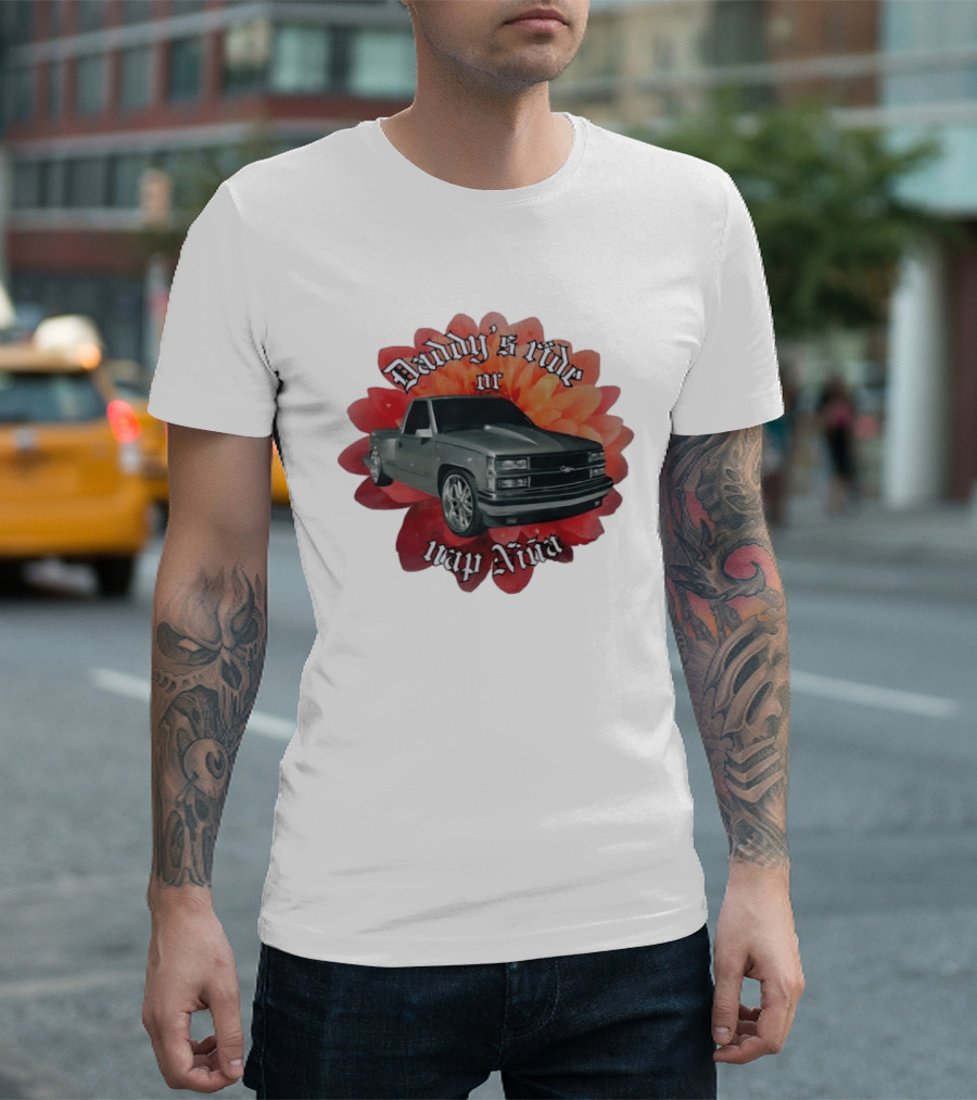 Daddy's Ride Or Nap Niña Car Floral T-Shirt