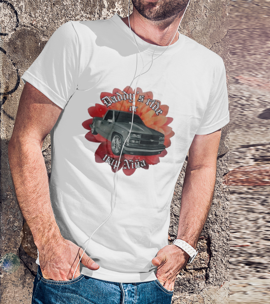 Daddy's Ride Or Nap Niña Car Floral T-Shirt