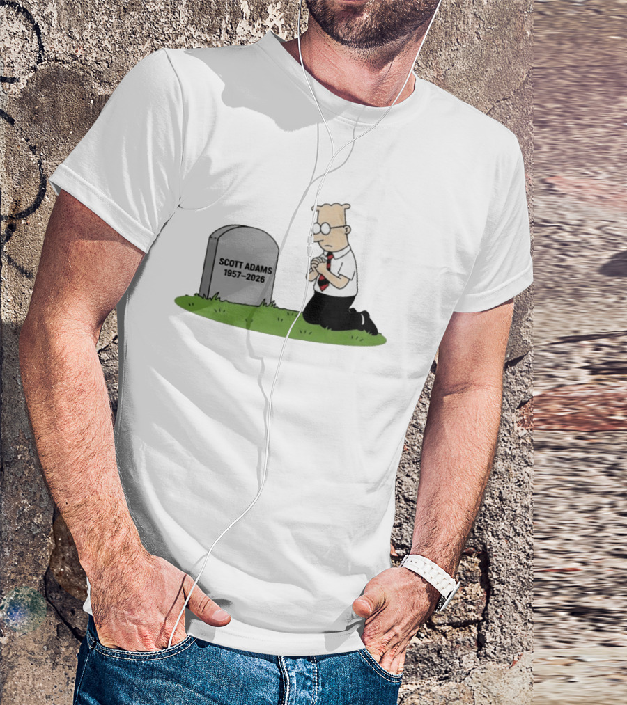 Scott Adams 1957 2026 Kneeling Dilbert Grave Marker T-Shirt