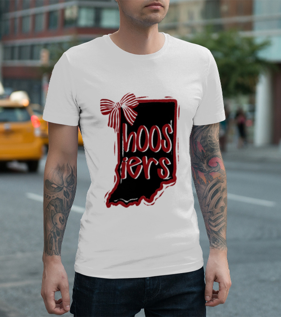 Hoosiers Indiana State Outline Bow Game Day T-Shirt