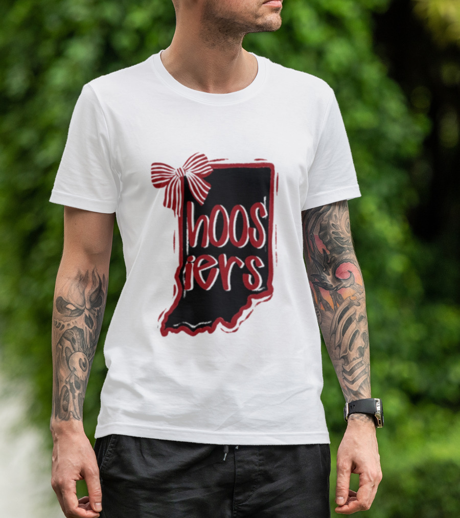 Hoosiers Indiana State Outline Bow Game Day T-Shirt