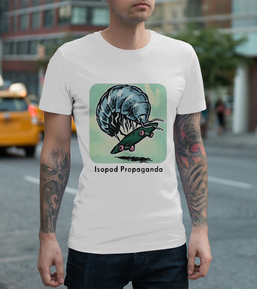 Isopod Riding Skateboard Fun Surreal T-Shirt