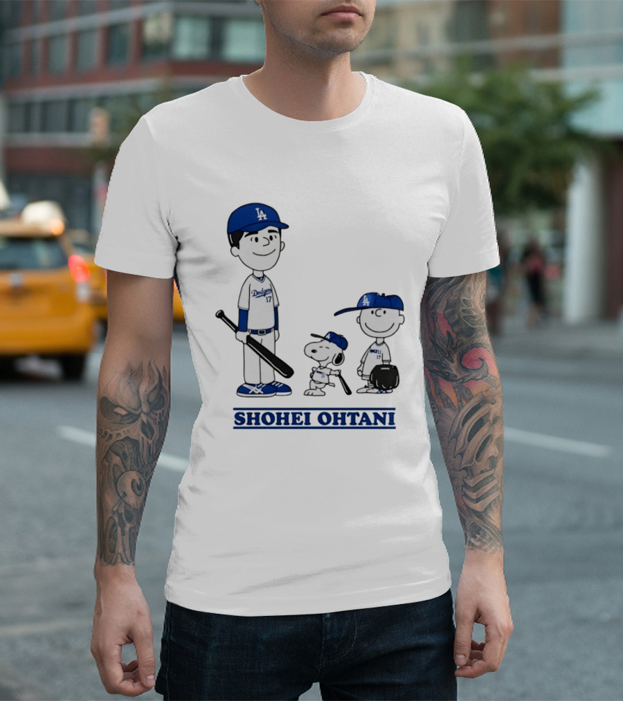 Snoopy Shohei Ohtani Los Angeles Dodgers Baseball Peanuts T-Shirt