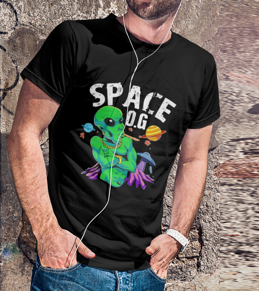SPACE O.G. Alien Smoking Planets UFO Chain T-Shirt