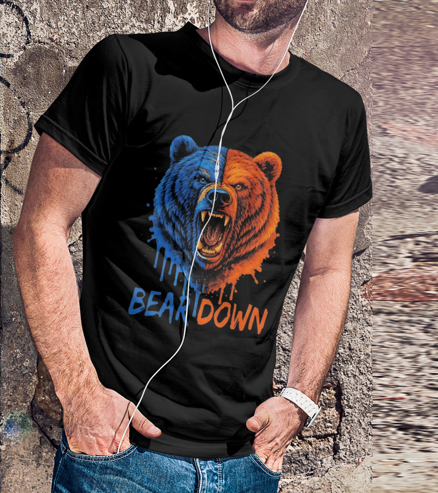 Bear Down Good Better Best Fierce Blue And Orange Bear Face T-Shirt