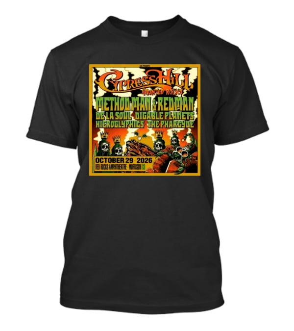 Cypress Hill Haunted Rocks 2026 At Red Rocks Amphitheatre In Morrison Colorado T-Shirt
