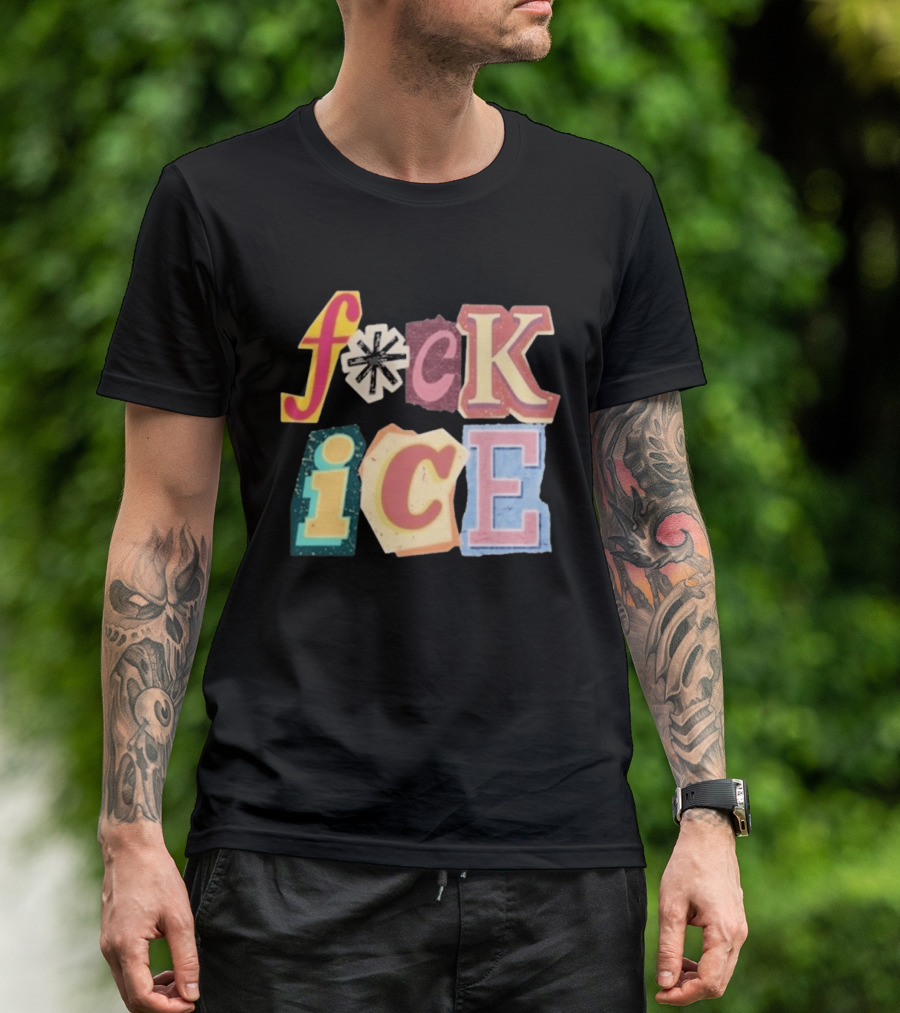 F*ck Ice Magazine Text Collage T-Shirt