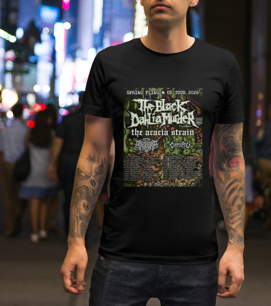 Spring Fling US Tour 2026 The Black Dahlia Murder The Acacia Strain Full Schedule Tour Dates T-Shirt