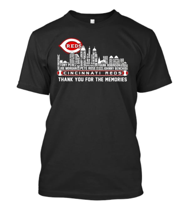 Cincinnati Reds Skyline City Tony Perez Frank Robinson Johnny Bench Thank You For The Memories T-Shirt