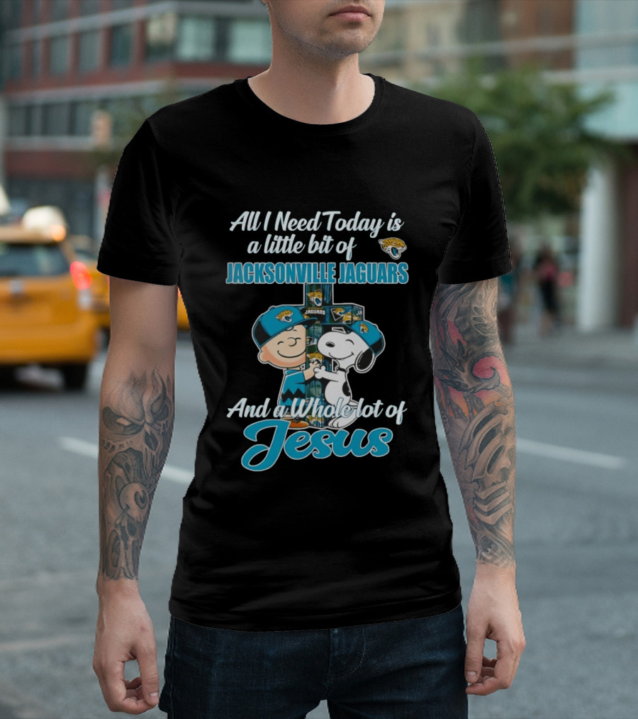 All I Need Today Is A Little Bit Of Jacksonville Jaguars And A Whole Lot Of Jesus Snoopy And Charlie Brown T-Shirt