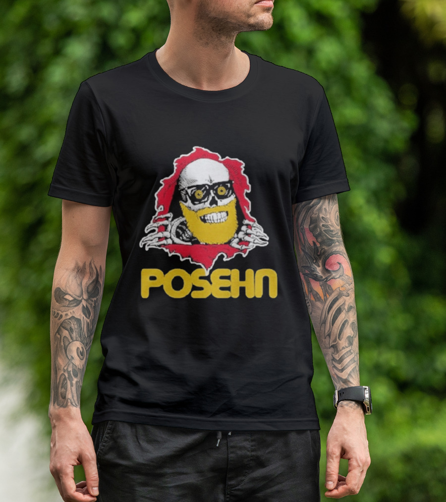 Brian Posehn Bonez Skull Design With Glasses And Yellow Beard T-Shirt