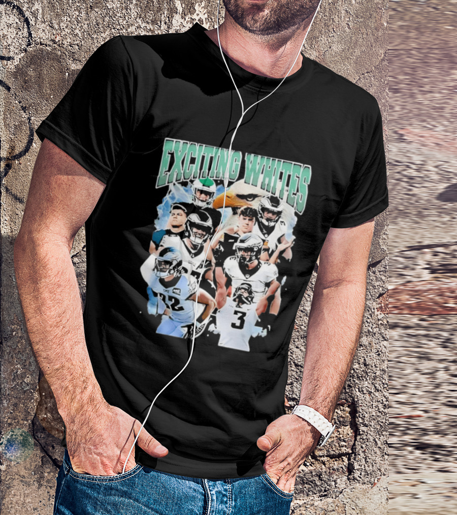 Philadelphia Eagles Exciting Whites Players And Eagle T-Shirt