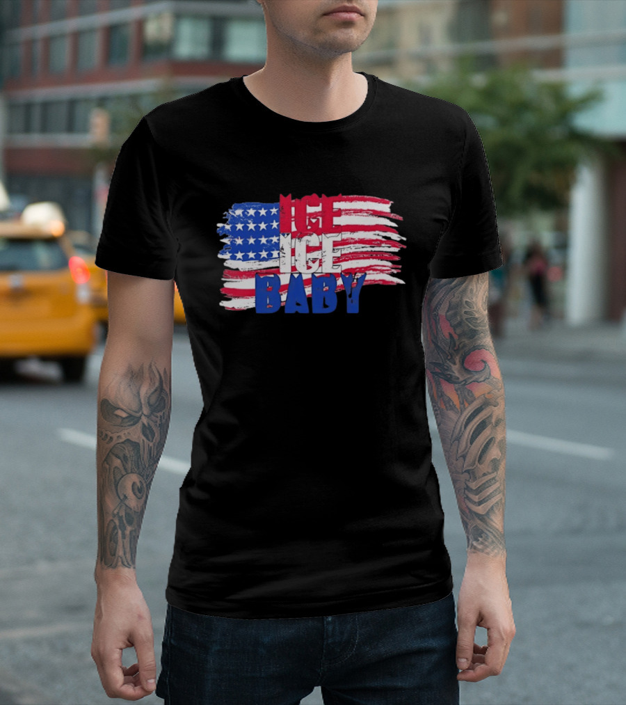 Ice Ice Baby American Flag USA Stars And Stripes T-Shirt