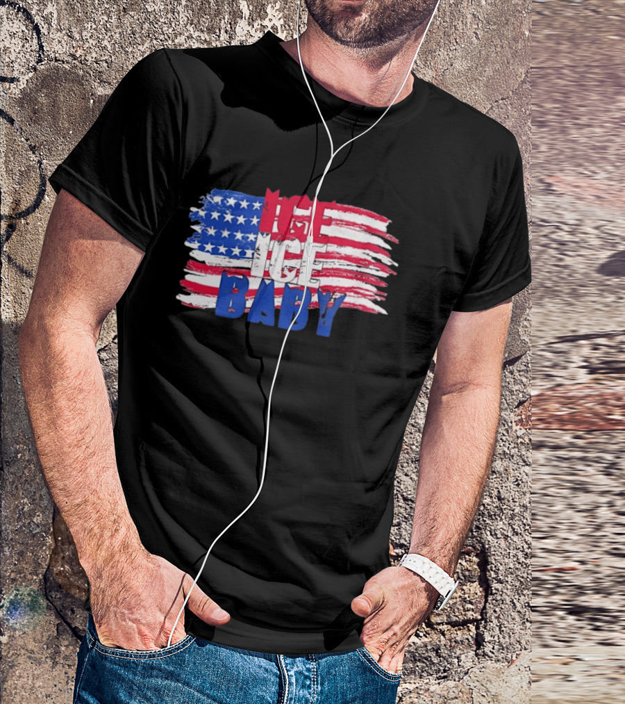 Ice Ice Baby American Flag USA Stars And Stripes T-Shirt