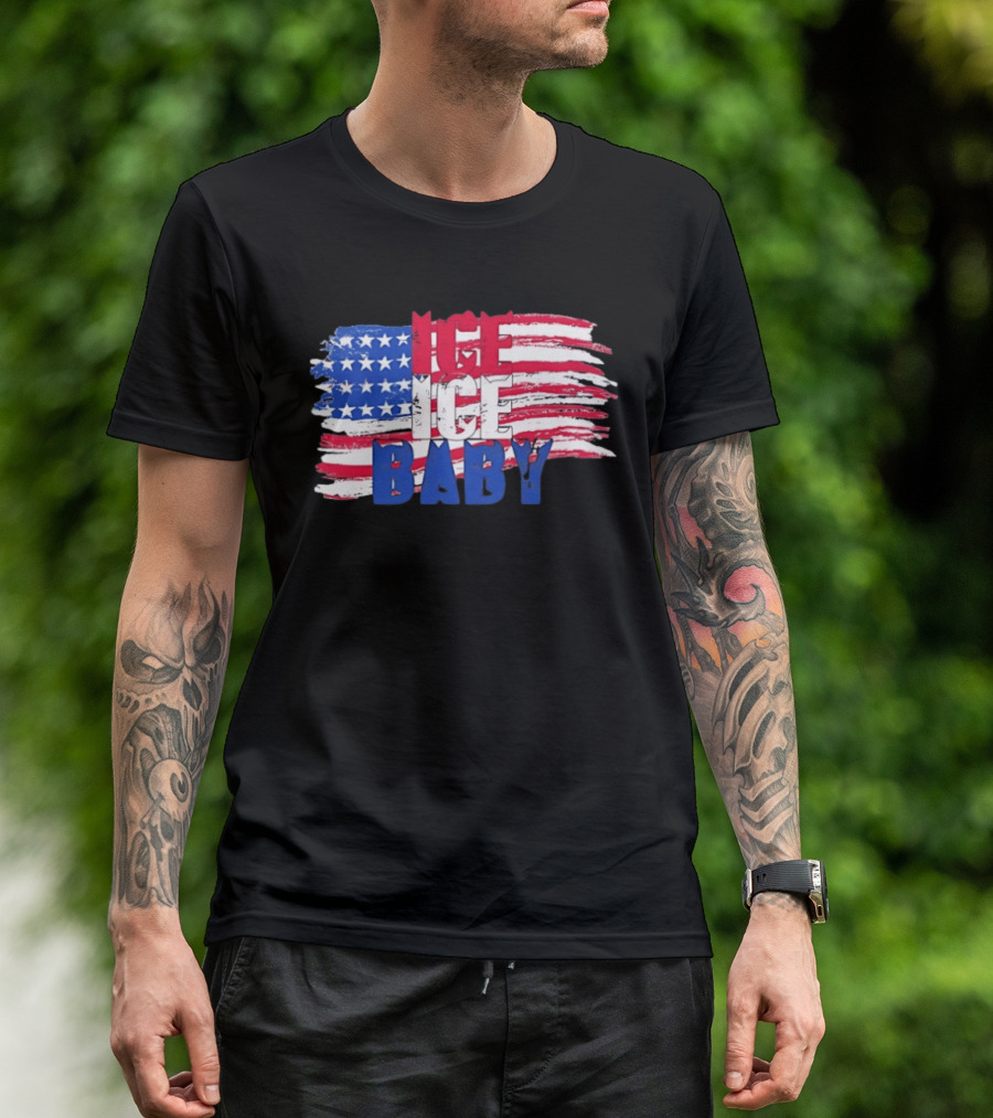 Ice Ice Baby American Flag USA Stars And Stripes T-Shirt