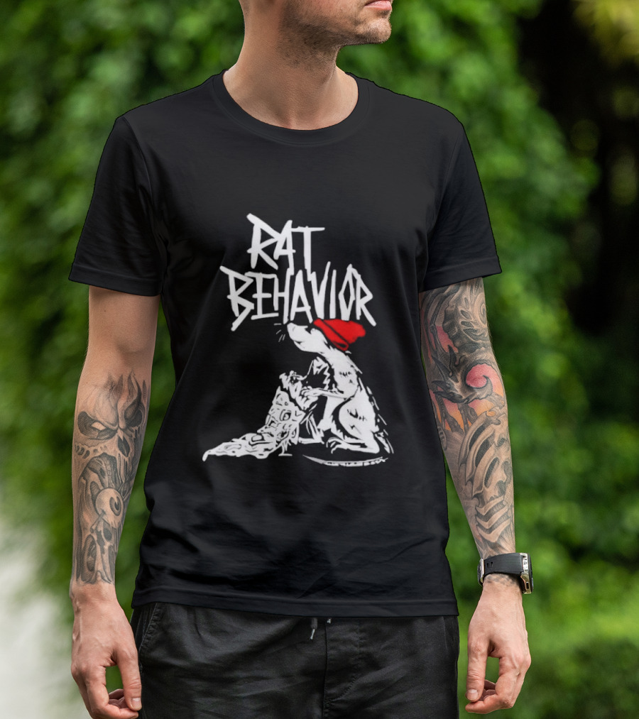 Rat Behavior Graphic With Red Hat And White Rat T-Shirt
