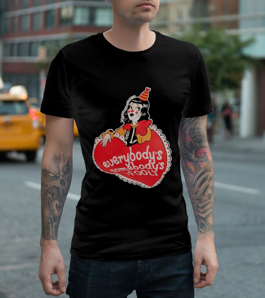 Everybody's Somebody's Fool Vintage Cartoon Clown Heart T-Shirt