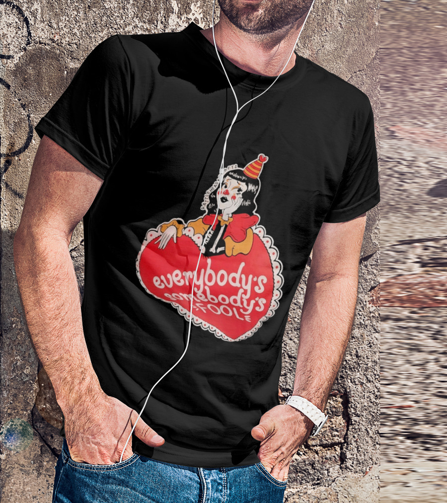 Everybody's Somebody's Fool Vintage Cartoon Clown Heart T-Shirt