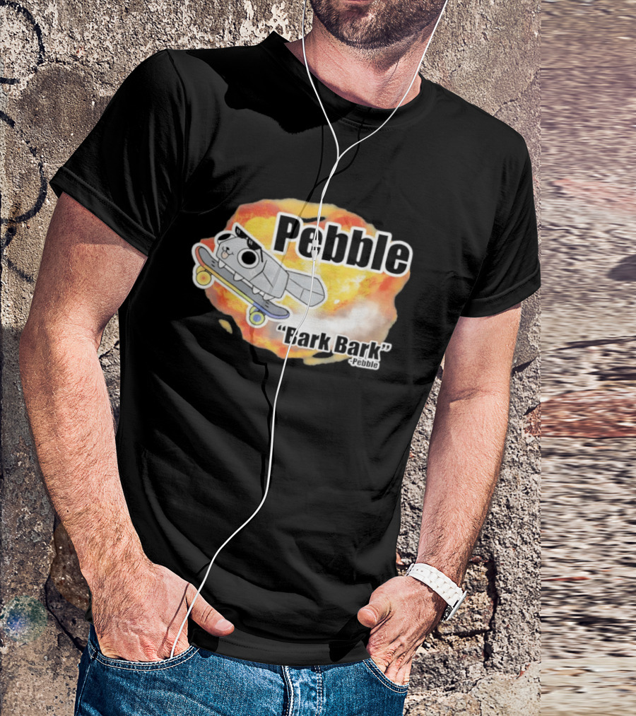 Pebble Bark Bark Skateboarding Cartoon Explosion T-Shirt