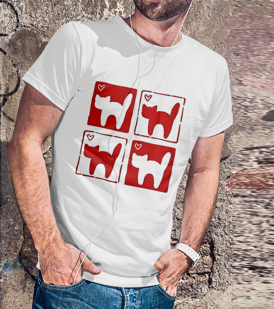 Y2K Cat Love Hearts Retro 2000s Square T-Shirt