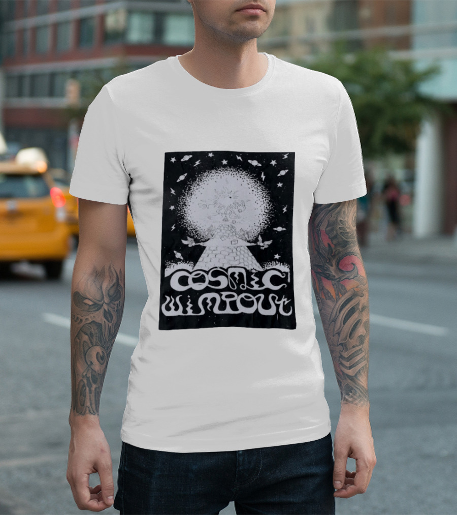 Cosmic Wimpout Psychedelic Pyramid Dice Explosion With UFOs And Stars T-Shirt