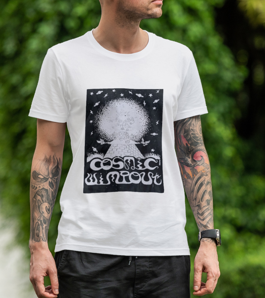 Cosmic Wimpout Psychedelic Pyramid Dice Explosion With UFOs And Stars T-Shirt