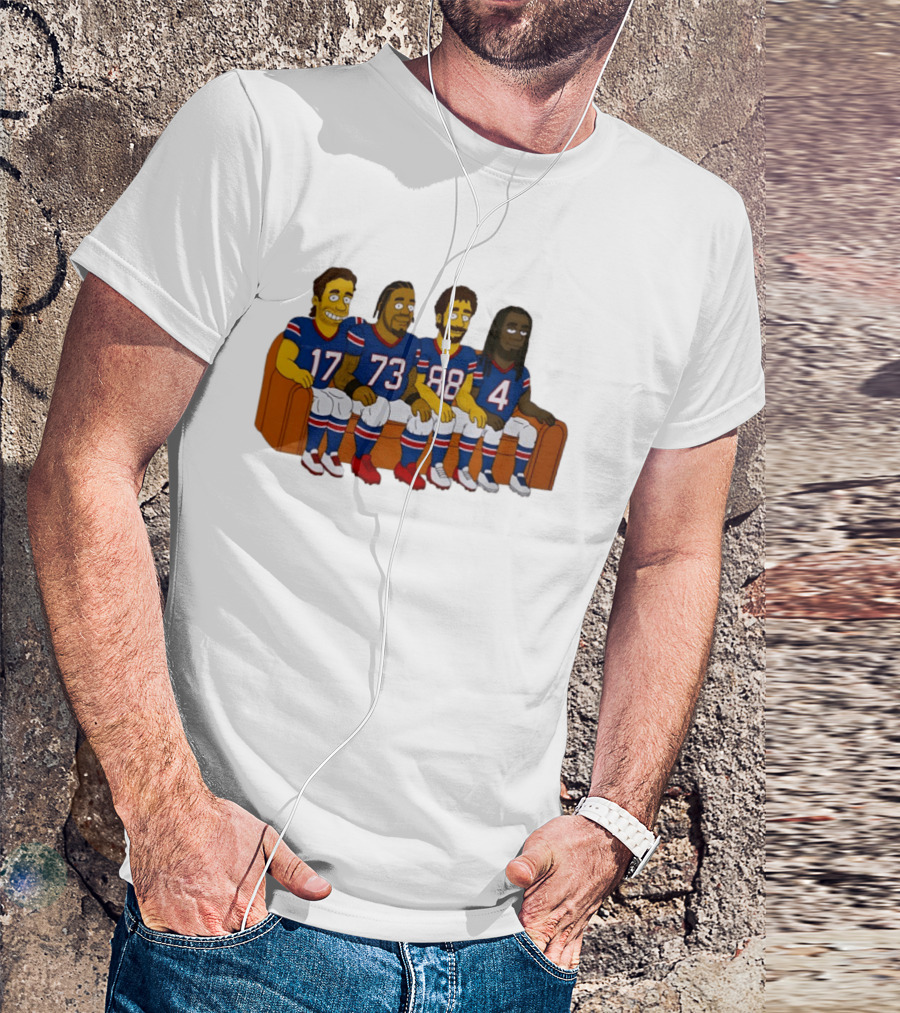 Josh Allen Dion Dawkins Dawson Knox Stefon Diggs Buffalo Bills Cartoon Characters On Couch T-Shirt
