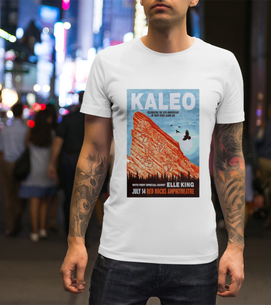 Kaleo Celebrating 10th Anniversary A/B With Guest Elle King July 14 Red Rocks Amphitheatre T-Shirt