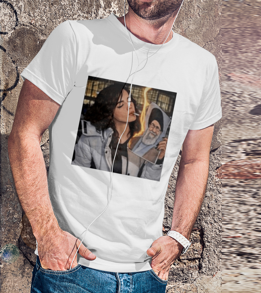 Burning Image Of Khamenei Revolution Rebellion Symbolism T-Shirt