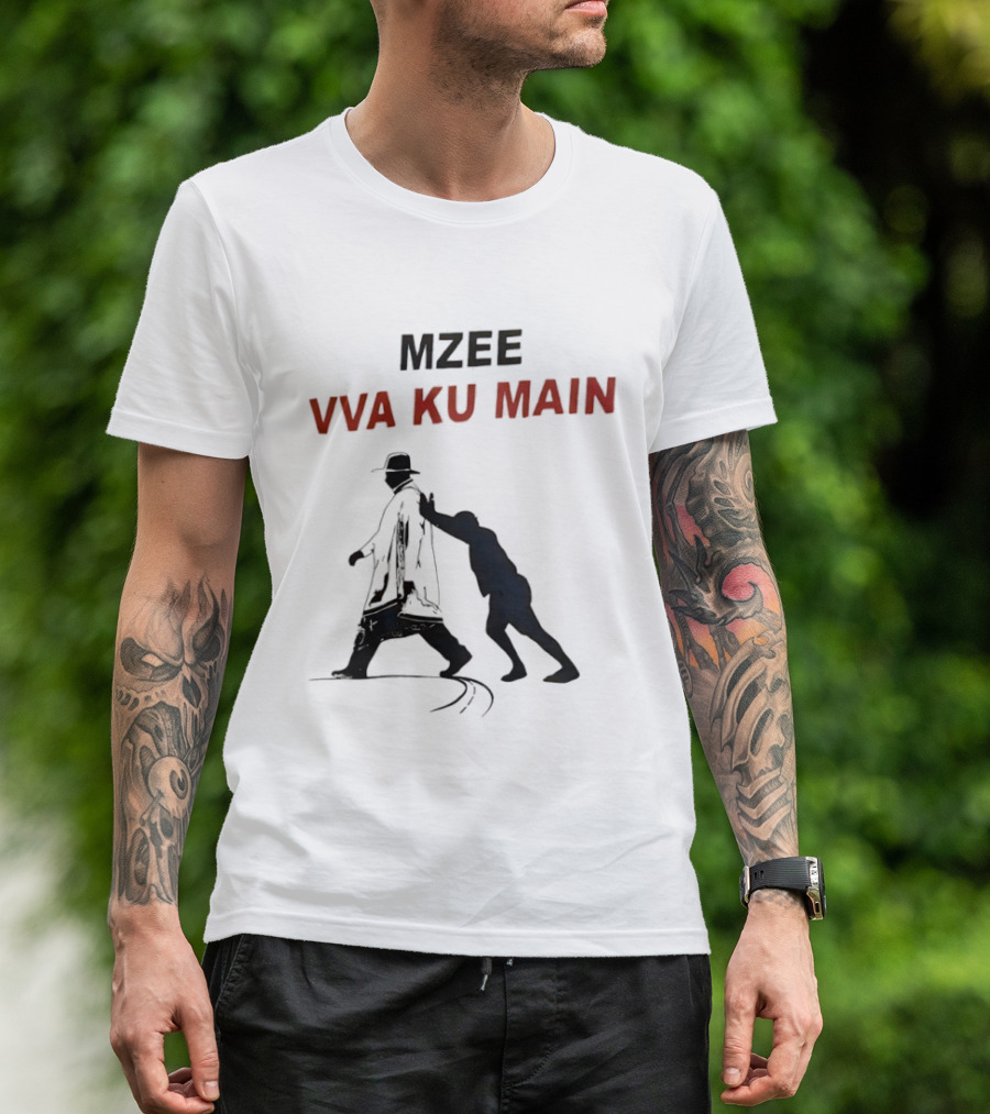 Mzee Vva Ku Main Silhouette With Walking Stick And Child T-Shirt