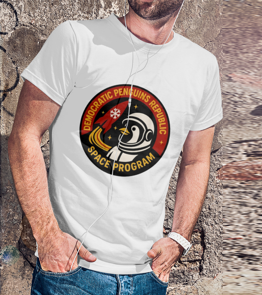 Democratic Penguins Republic Space Program Astronaut Penguin Rocket T-Shirt