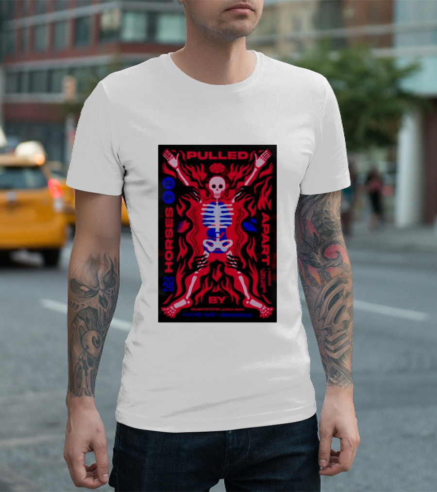 Pulled Apart By Horses January 23 2026 Future Yard Birkenhead Onomatopoeia Launch Night T-Shirt