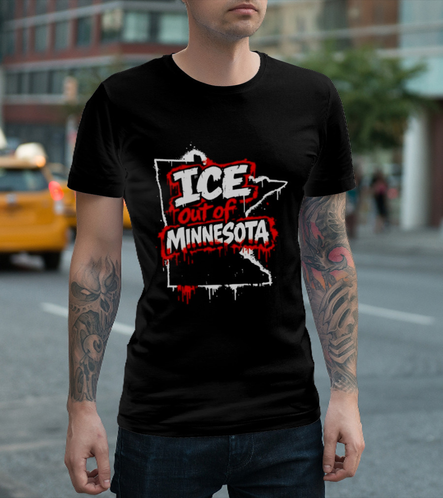 ICE Out Of Minnesota Bloody Map T-Shirt