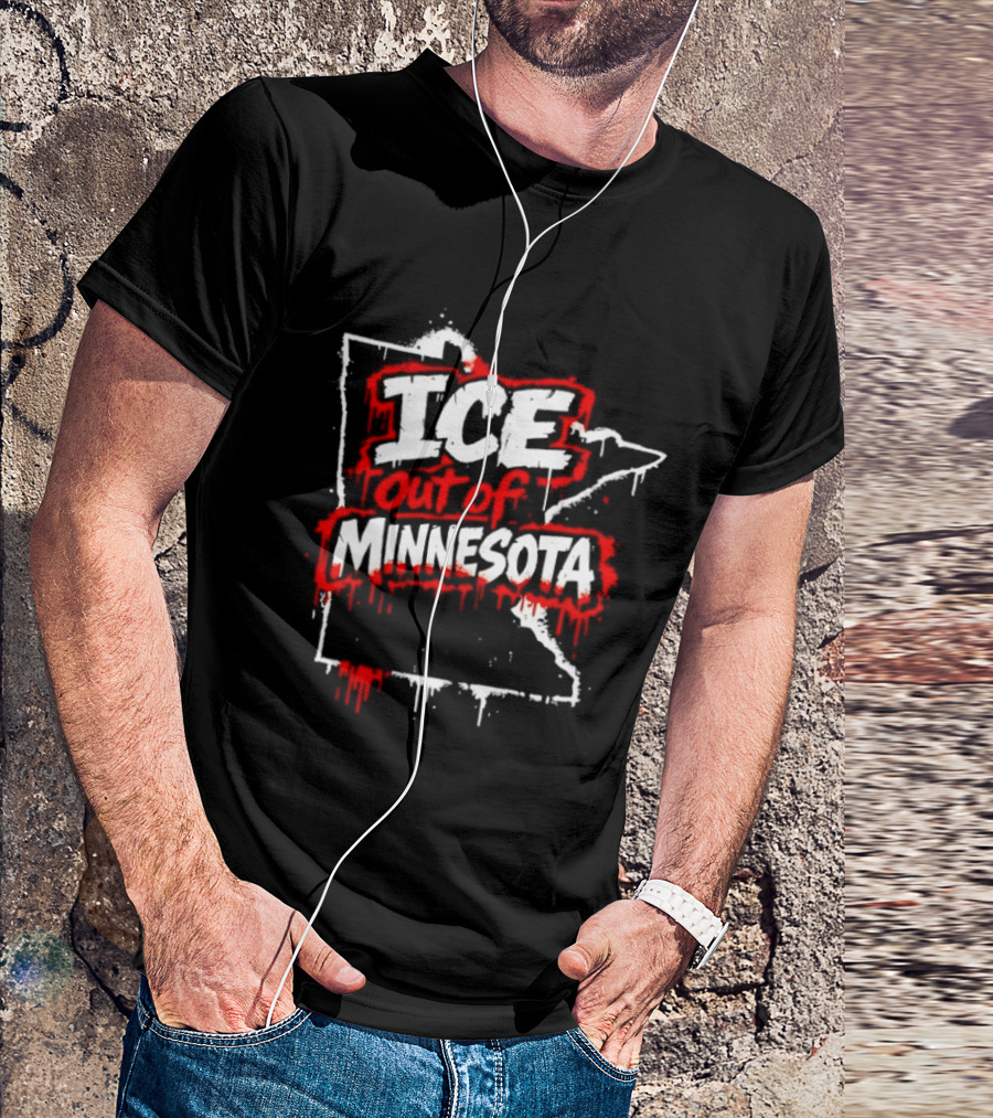 ICE Out Of Minnesota Bloody Map T-Shirt