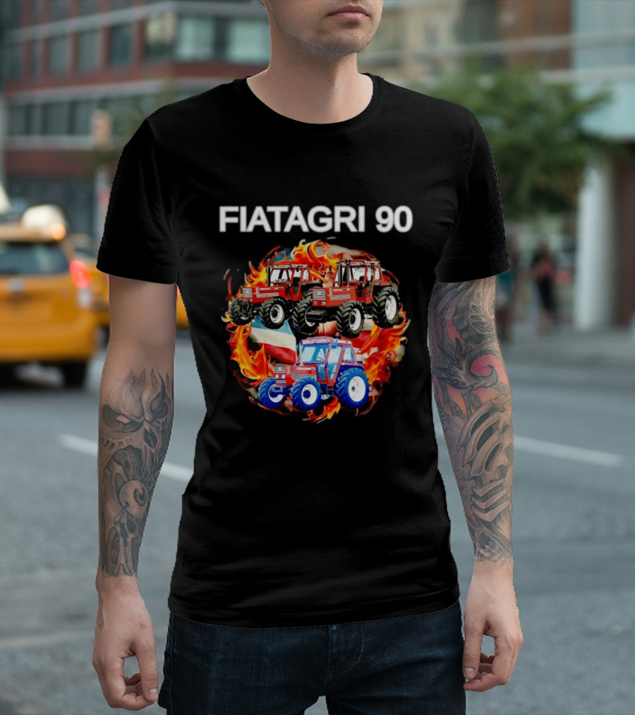 FIATAGRI 90 Series Tractors With Flames And Flags T-Shirt