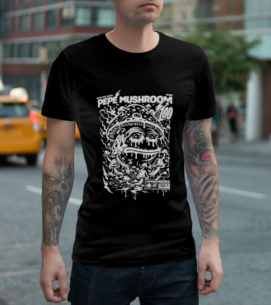 Pepe Mushroom Trippy Frog Motif T-Shirt