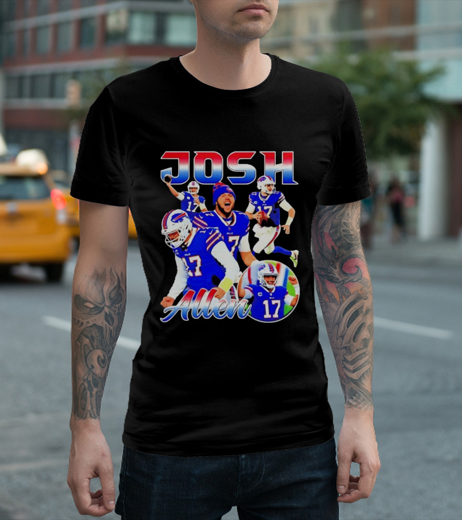 JOSH Allen Buffalo Bills Player 17 Collage 2026 T-Shirt