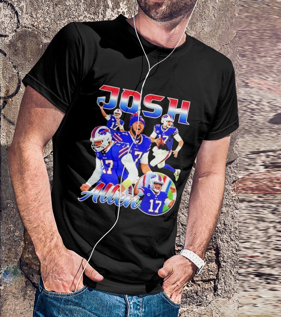 JOSH Allen Buffalo Bills Player 17 Collage 2026 T-Shirt