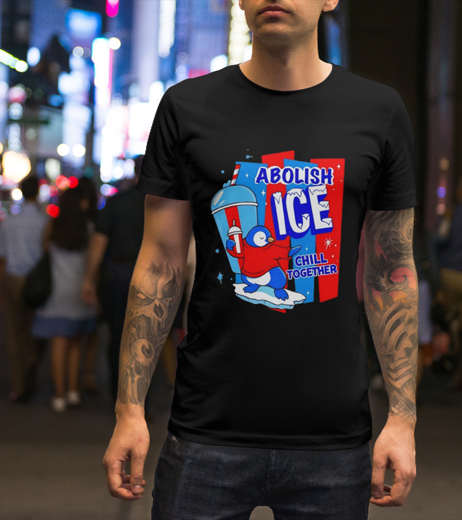 Abolish ICE Penguin Ice Skating Chill Together T-Shirt
