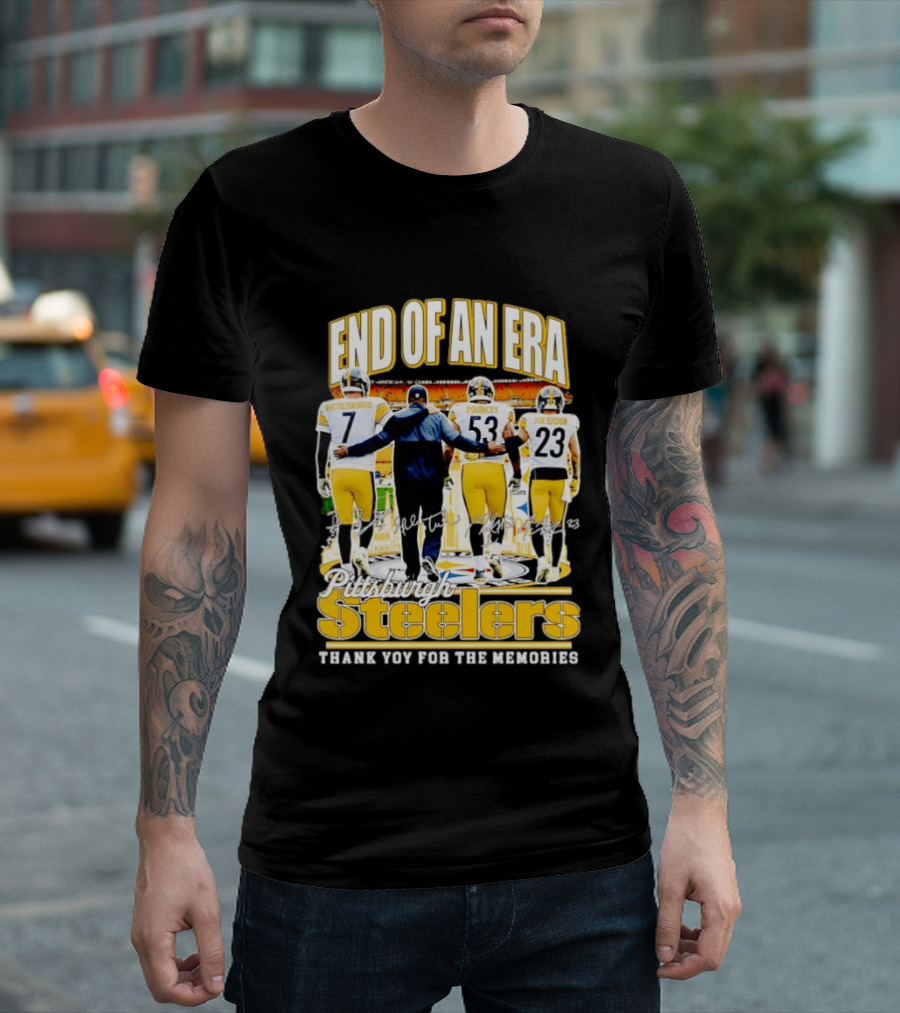 Pittsburgh Steelers End Of An Era Thank You For The Memories Ben Roethlisberger Maurkice Pouncey Joe Haden T-Shirt