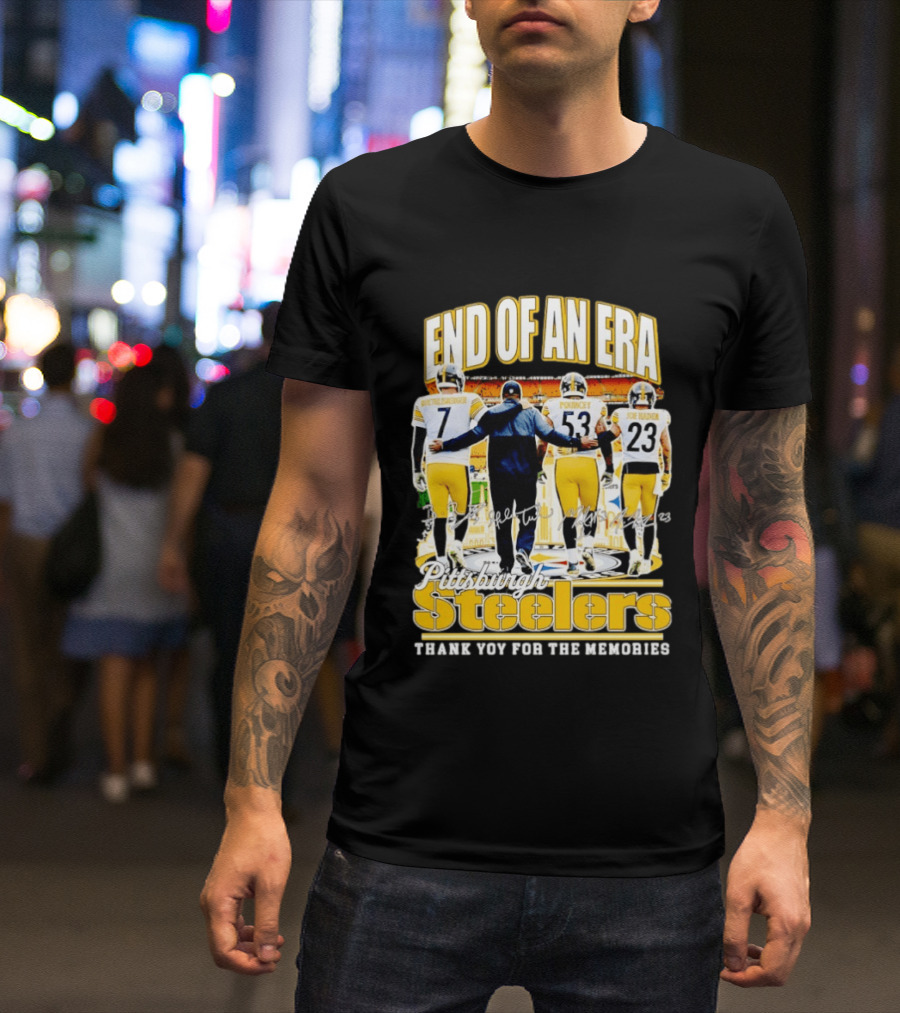 Pittsburgh Steelers End Of An Era Thank You For The Memories Ben Roethlisberger Maurkice Pouncey Joe Haden T-Shirt