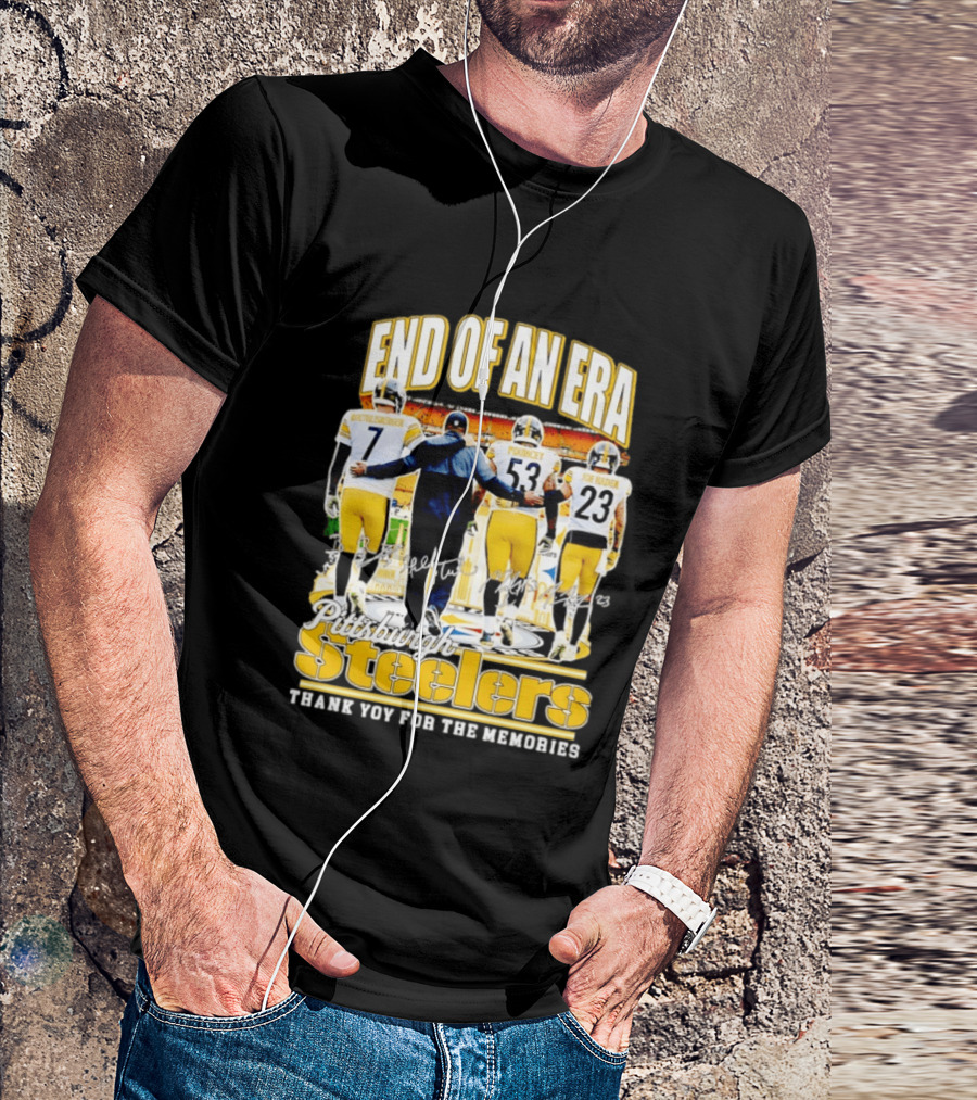 Pittsburgh Steelers End Of An Era Thank You For The Memories Ben Roethlisberger Maurkice Pouncey Joe Haden T-Shirt