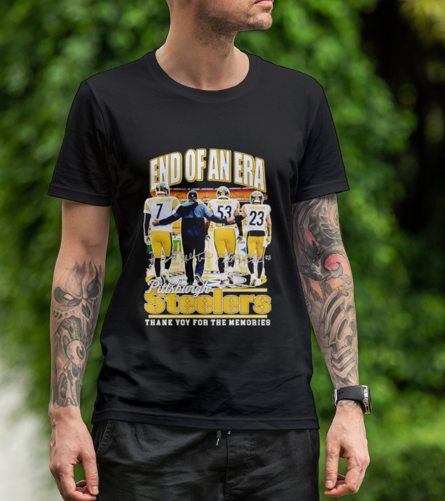 Pittsburgh Steelers End Of An Era Thank You For The Memories Ben Roethlisberger Maurkice Pouncey Joe Haden T-Shirt