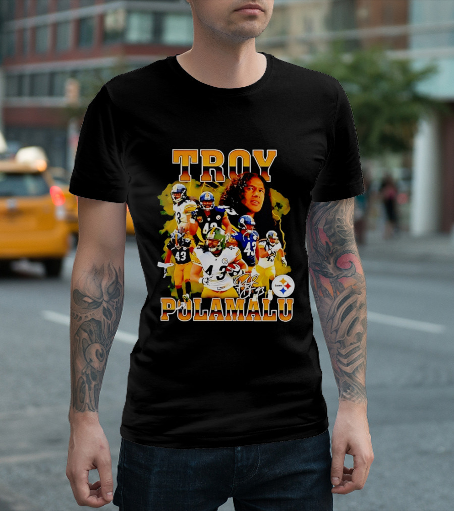 Troy Polamalu 43 Pittsburgh Steelers Collage 2026 T-Shirt