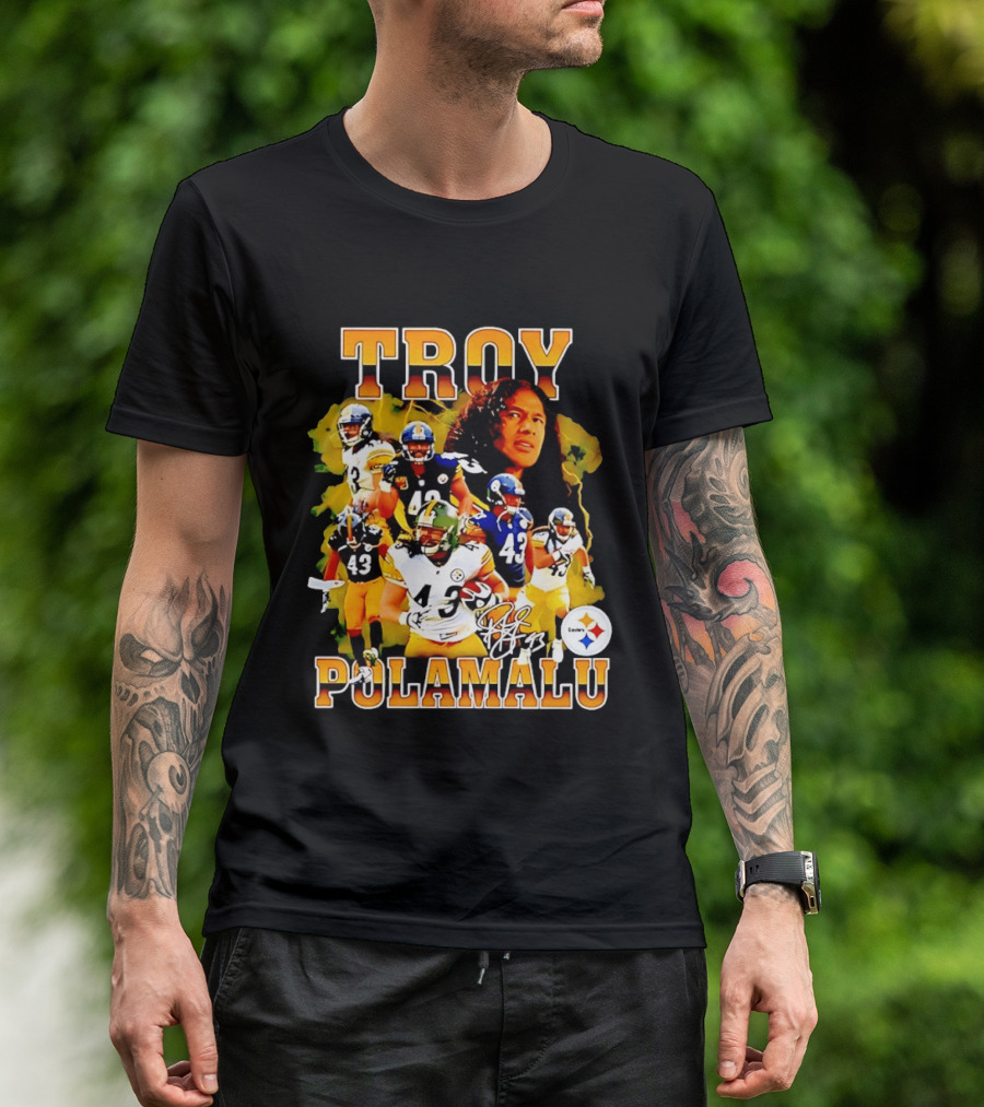 Troy Polamalu 43 Pittsburgh Steelers Collage 2026 T-Shirt