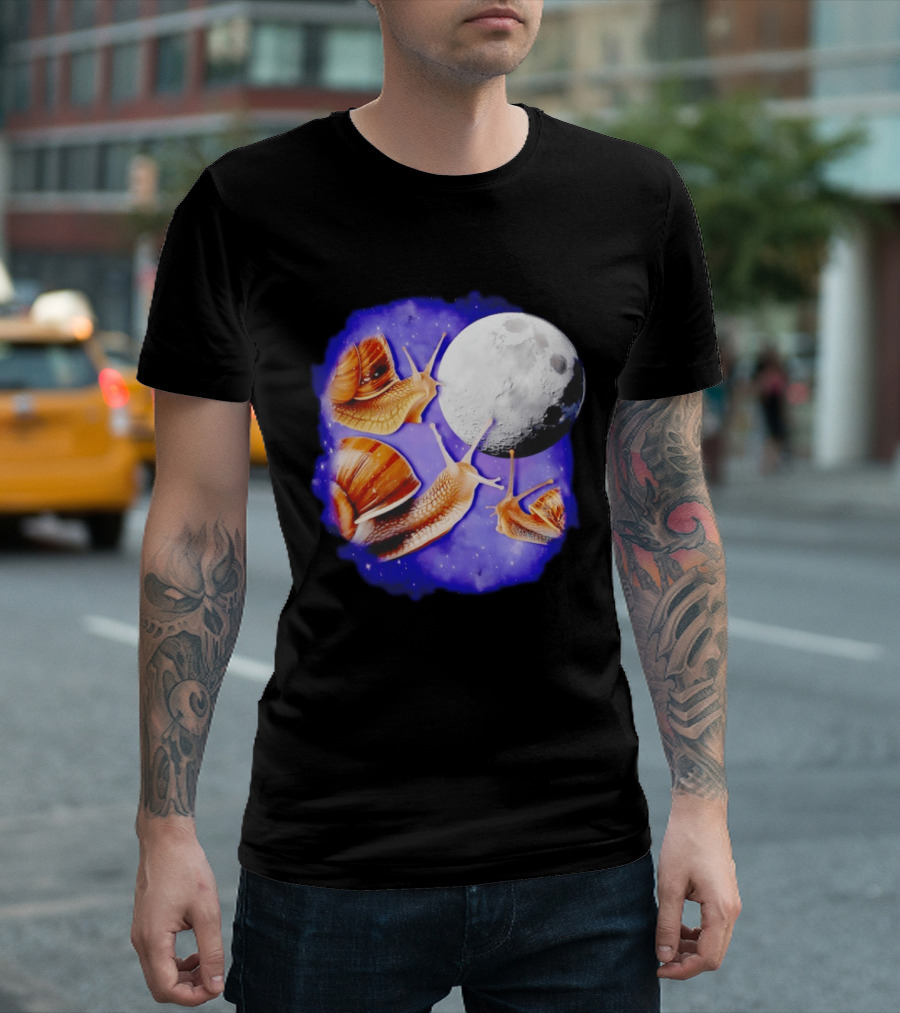 Yearning Snails Moon Cosmic Dreamscape Snail Galaxy T-Shirt