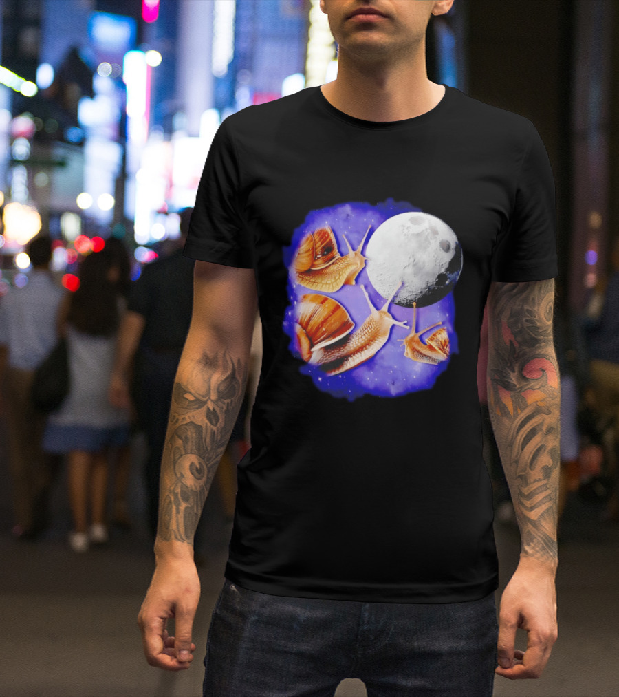 Yearning Snails Moon Cosmic Dreamscape Snail Galaxy T-Shirt