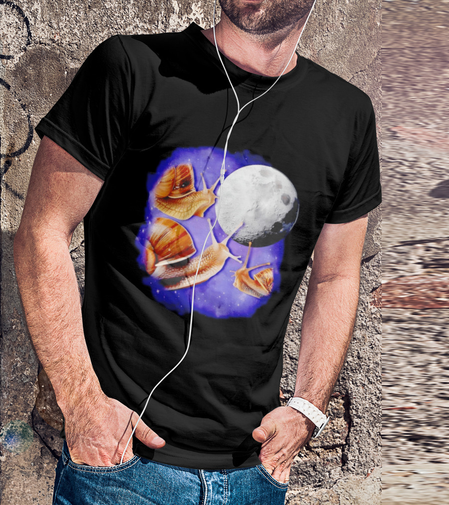 Yearning Snails Moon Cosmic Dreamscape Snail Galaxy T-Shirt