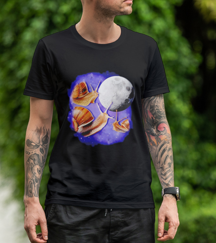 Yearning Snails Moon Cosmic Dreamscape Snail Galaxy T-Shirt