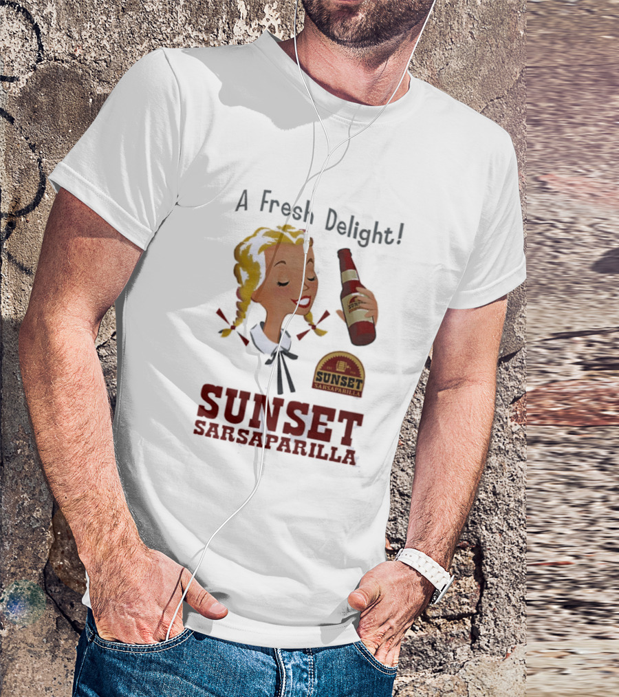 A Fresh Delight Sunset Sarsaparilla Bottle Vintage Fallout T-Shirt
